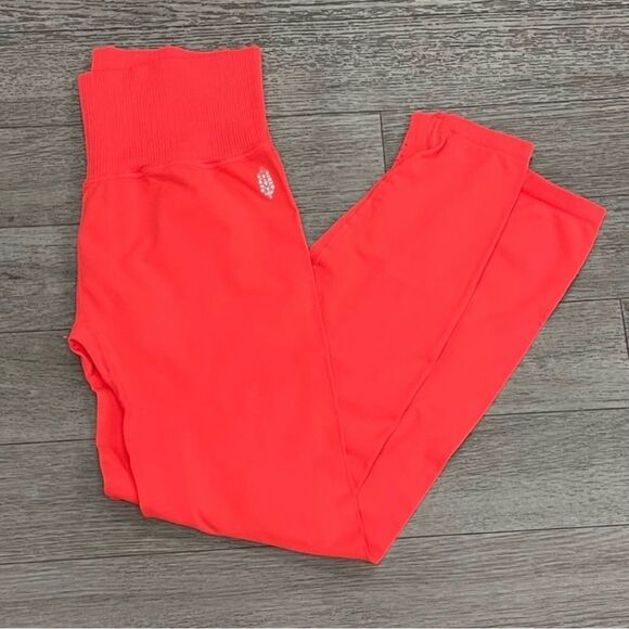 Free People Good Karma Leggings Neon Orange X/L NEW - Picture 2 of 11